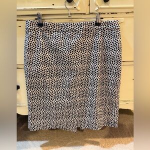 J. Crew Black and Cream Polka Dot Pencil Skirt Size 12